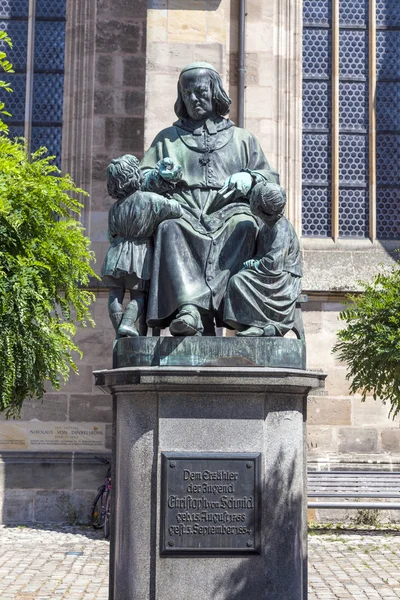 Estátua do autor Christoph vom Schmid em Dinkelsbuehl — Fotografia de Stock