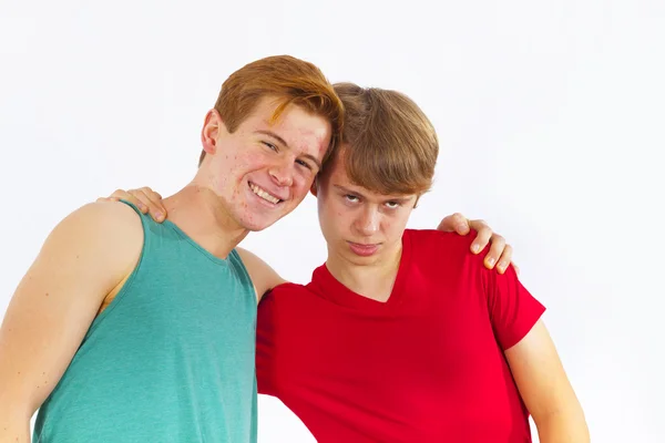Brothers make jokes together and have fun together — Stock Photo, Image