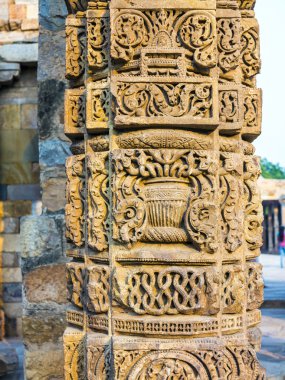 stone carvings at pillars, Qutab Minar, Delhi clipart