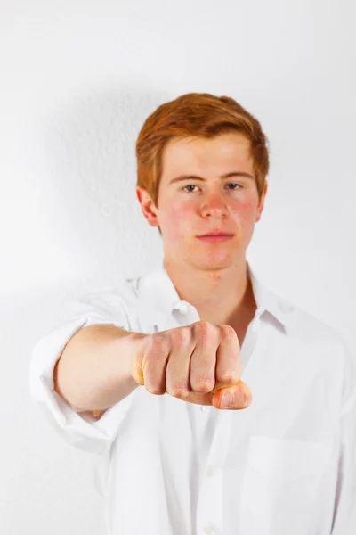Boy showing his fist — Stock Photo, Image