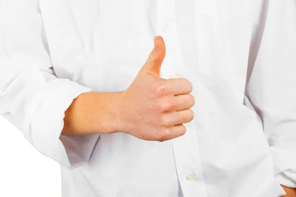 Boy showing i like it sign with thumbs up — Stock Photo, Image