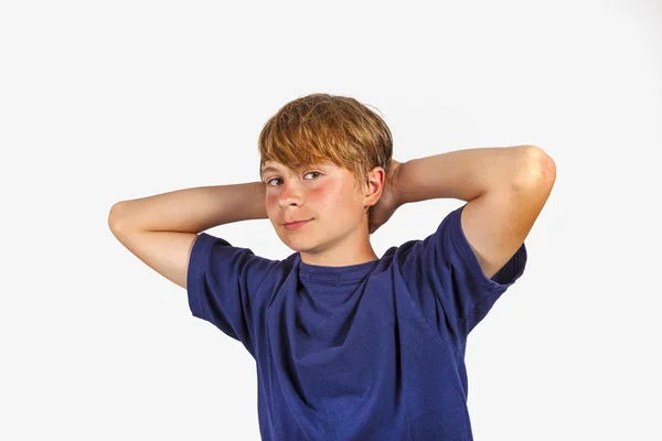 Cute handsome boy in studio — Stock Photo, Image