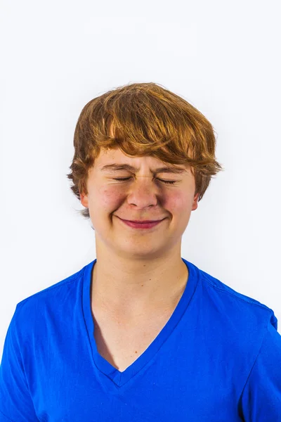 Cheeky boy with closed eyes — Stock Photo, Image