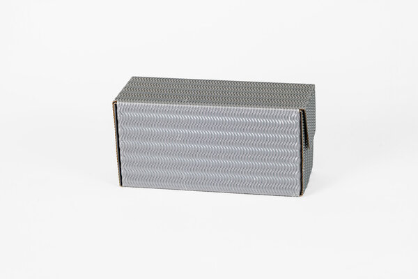 Empty silver box with silver surface isolated on white