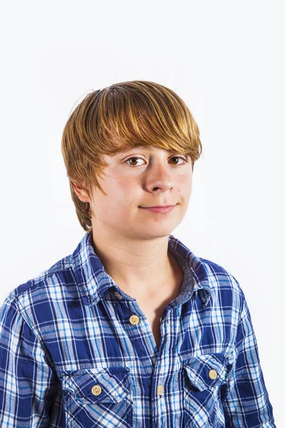 Portrait of cute young happy boy with white background Stock Picture