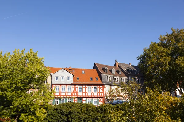 Belas casas de meia-madeira em Frankfurt Hoechst — Fotografia de Stock