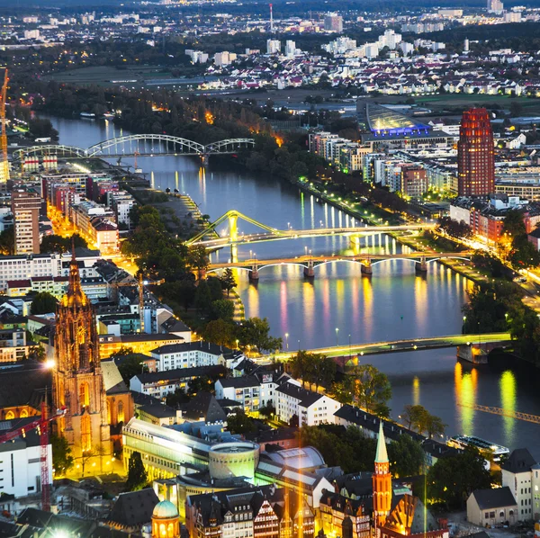 Aerial of Frankfurt an Main with view to river Main — Stock Photo, Image