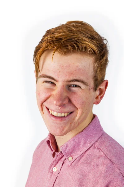 Retrato de niño sonriente atractivo aislado en blanco —  Fotos de Stock