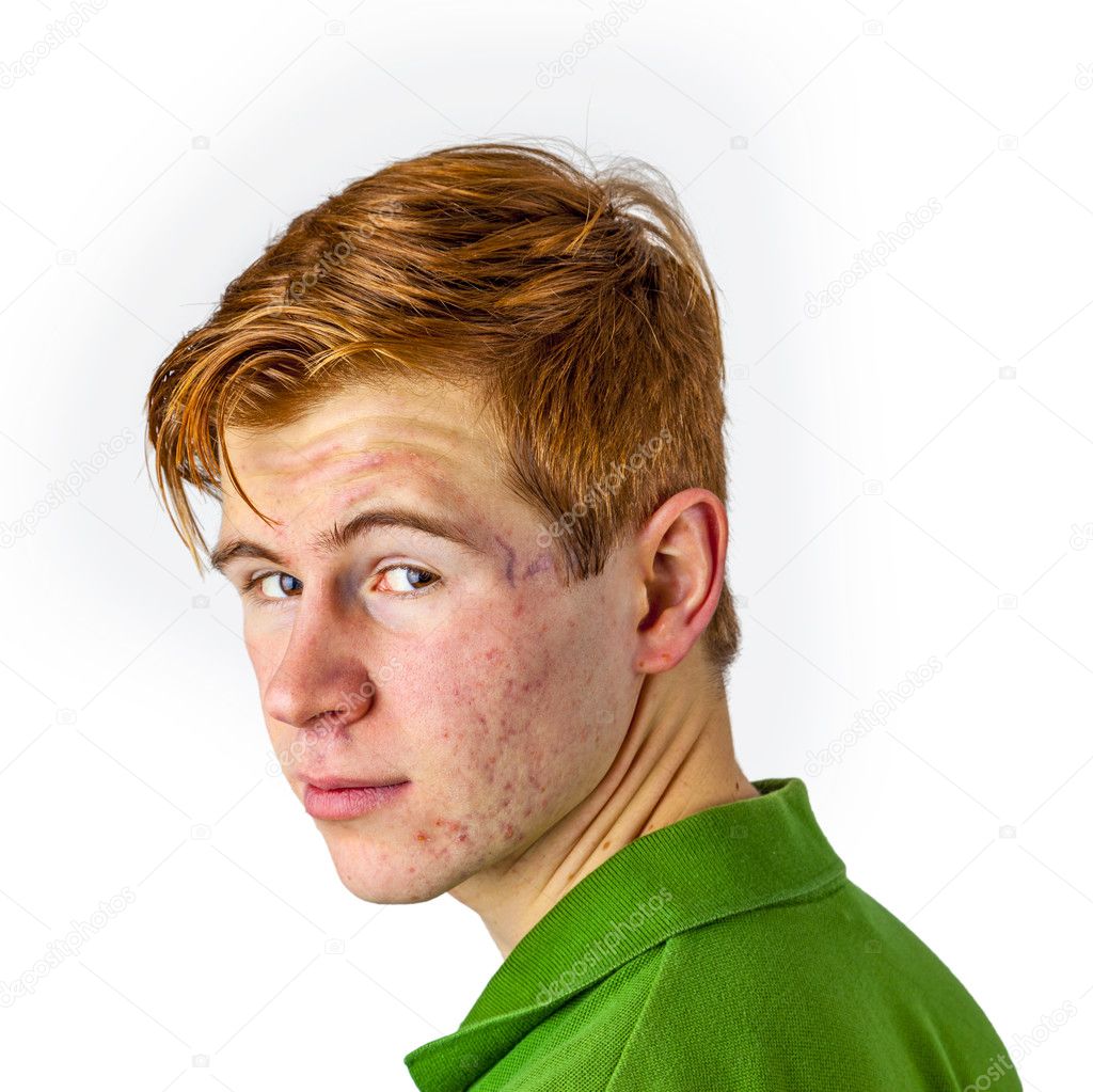 cool boy in green shirt with red hair