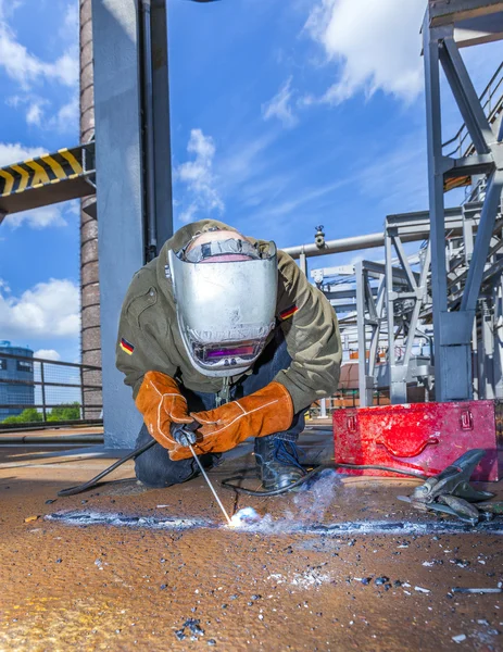 Welder at work at the famous industry site in Neuenkirchen — Stock Photo, Image