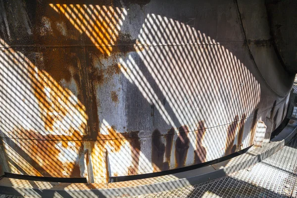 Pattern of rusty chimney with reflection of son — Stock Photo, Image