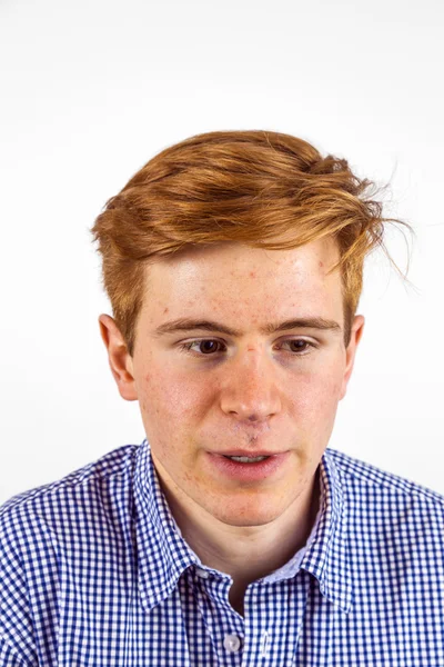 Portrait of handsome teenager with red hair — Stock Photo, Image