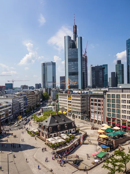 Antena zeil i hauptwache we Frankfurcie nad Menem — Zdjęcie stockowe