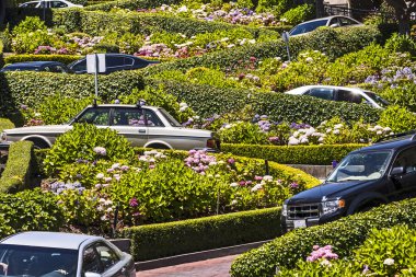 View of Lombard Street, the crookedest street in the world, San clipart