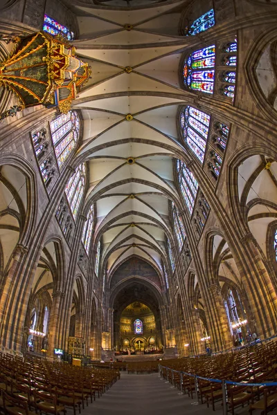 Plafond van beroemde Straatsburg kathedraal — Stockfoto