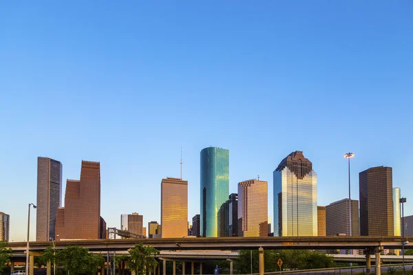 Vista no centro de Houston no final da tarde — Fotografia de Stock
