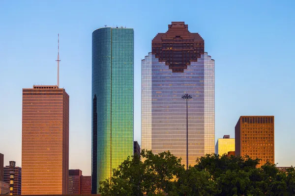 Vista no centro de Houston no final da tarde — Fotografia de Stock