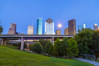 görüntülemek şehir houston gece köprü renkli bir ışık ile
