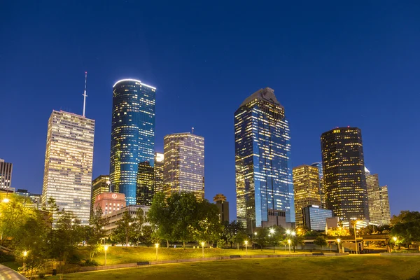 Vista no centro de Houston à noite — Fotografia de Stock