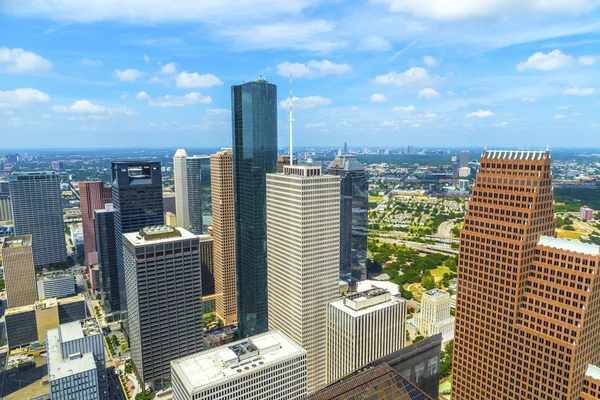 Antenne de bâtiments modernes dans le centre-ville de Houston — Photo