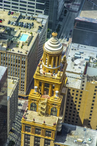 Aerial of modern and historic buildings in downtown Houston — Stock Photo, Image