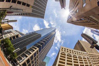 şehir merkezinde modern gökdelen görünümüne houston