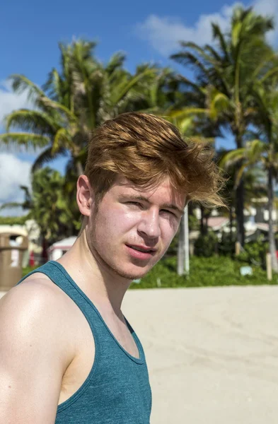 Portrait of handsome boy at the beach — Stock Photo, Image