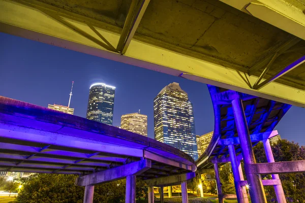 Vista no centro de Houston à noite — Fotografia de Stock
