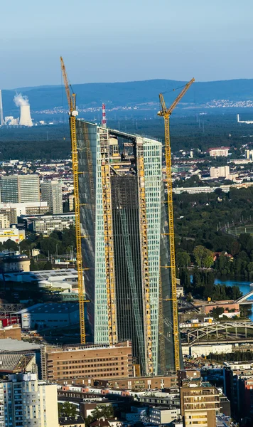 Frankfurts antenne med ESB-bygning – stockfoto