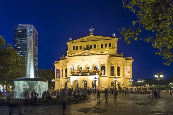 Francoforte Alte Oper di notte — Foto Stock