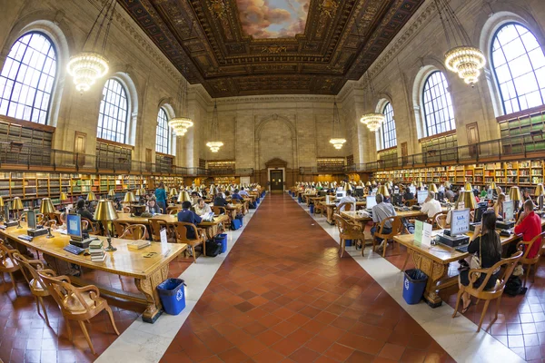 La gente studia alla New York Public Library di New York — Foto Stock