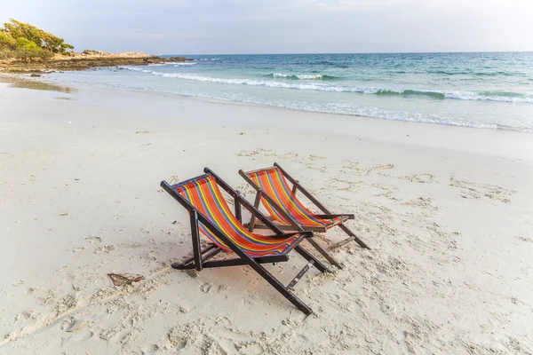 Canvas chair at the beach — Stock Photo, Image