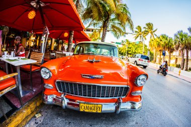 Old Car parked on Ocean Drive, Miami Beach clipart
