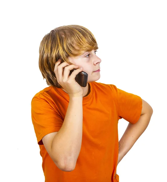 Boy is using the mobile — Stock Photo, Image