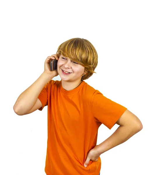 Boy is using the mobile — Stock Photo, Image