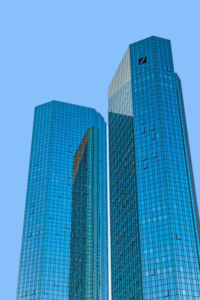 İkiz Kuleler deutsche bank ı ve II Frankfurt. — Stok fotoğraf