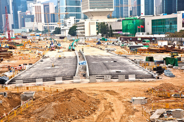 view to the road construction sites near the harbor of Victori