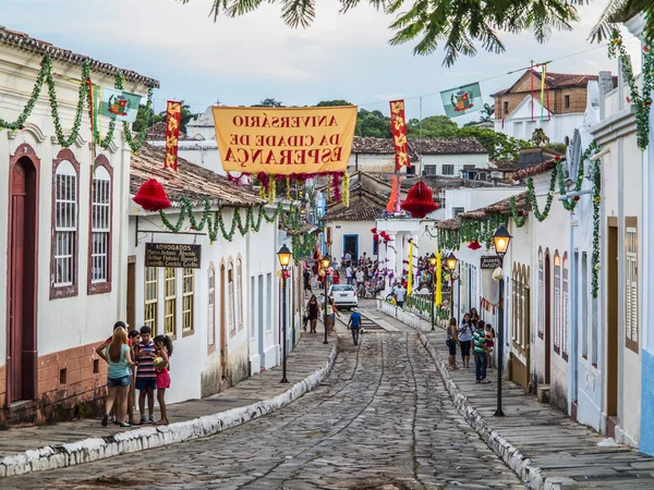 Une rue pavée dans le site du patrimoine mondial de l'Unesco de Goias — Photo