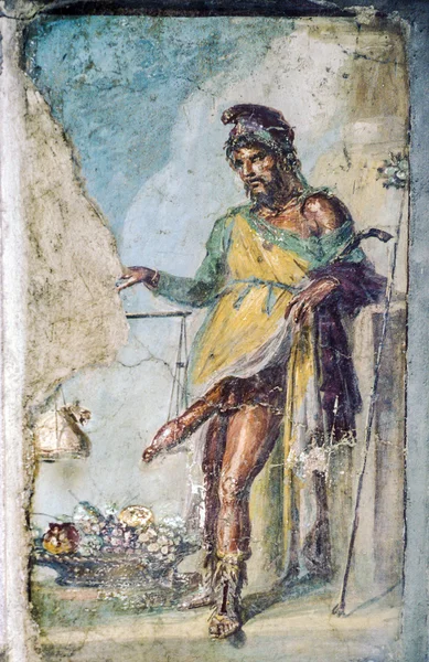 Antiguo fresco romano del dios romano de la fertilidad y la lujuria Pri — Foto de Stock