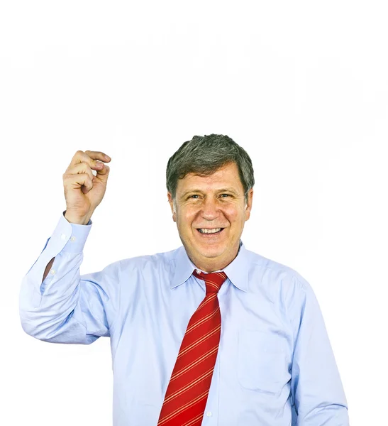 Businessman gesturing with hand, isolated on white — Stock Photo, Image