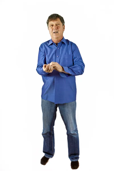 Бізнесмен одягається з синьою сорочкою — стокове фото