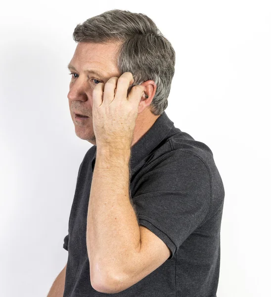 Man with hearing aid — Stock Photo, Image