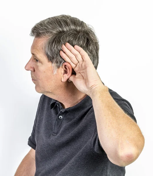 Человек со слуховым аппаратом — стоковое фото