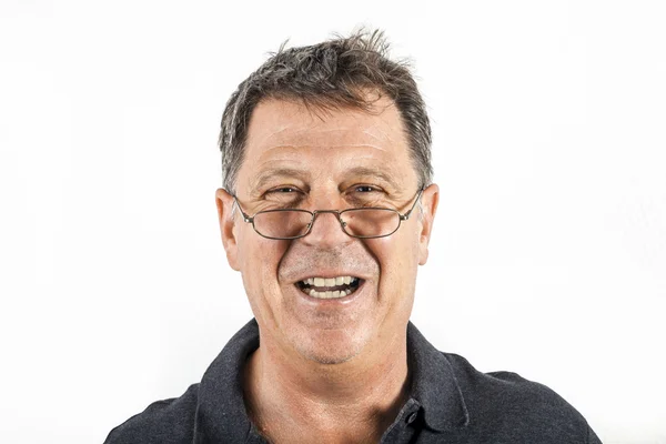 Handsome smiling man in black leisure shirt — Stock Photo, Image