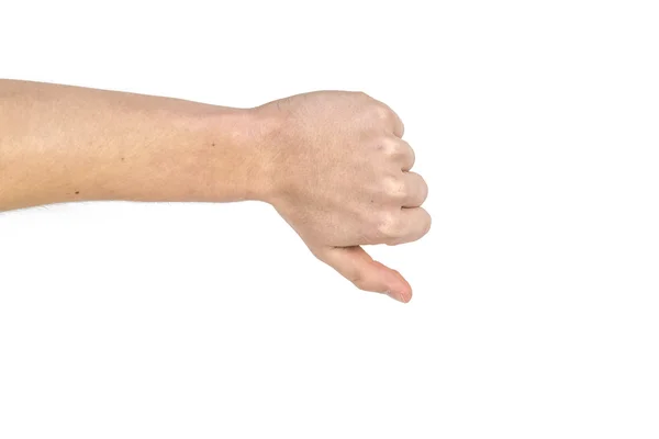 Палец вниз знак изолирован на белом — стоковое фото