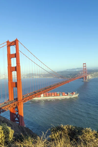 Nave da carico wallenius wilhelmsen passa il ponte Golden Gate — Foto Stock