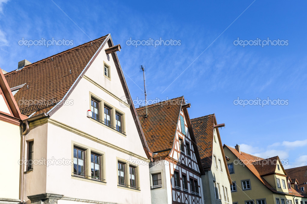 Gable roof of traditional German half-timbered house in medieval