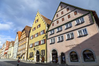 rothenburg ob der Tauber, eski ahşap evin cephe