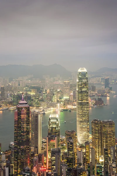 Hong Kong vista desde el pico Victoria hasta el horizonte — Foto de Stock