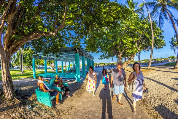 people enjoy walking along the Ocean drive